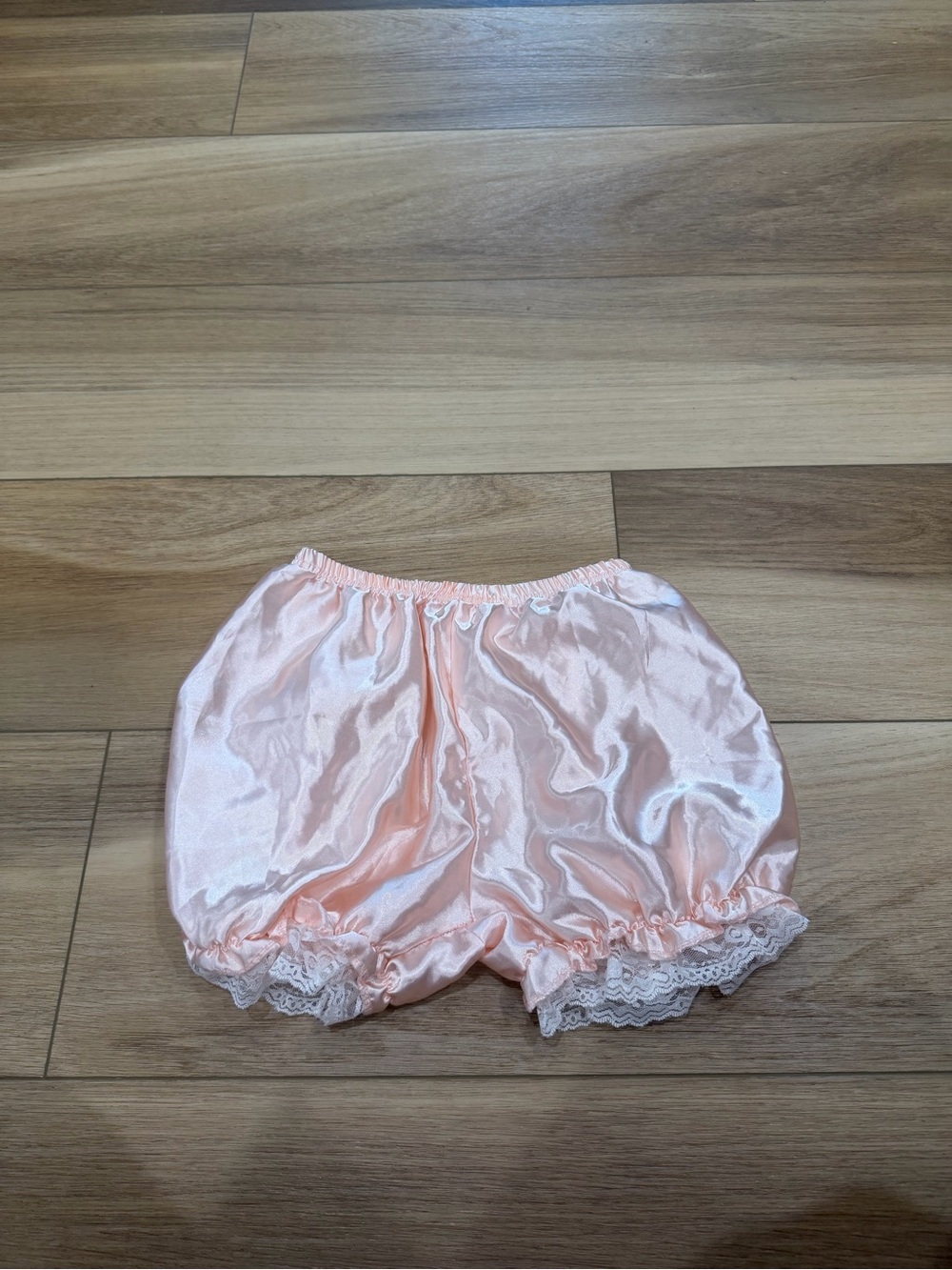 Satin lace pink bloomer shorts